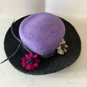 Beautiful purple and gray felted wool hat. Purchased at the Christmas market.